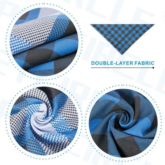 Bandanas 2 Pack Dogs Cats Double Layer pet Scarfs Small Blue - Picture 2 of 4